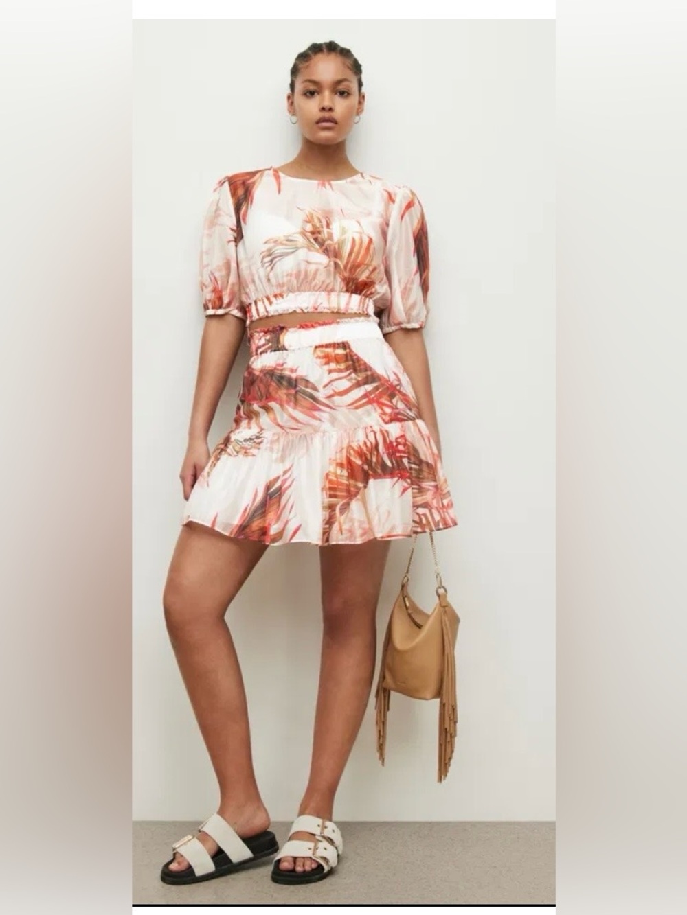 🌴 AllSaints Mae Luar Pink Tropical Mini Skirt NWT – US 4